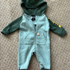 Carhartt Green and Blue Hooded Footies with Full-Length Zipper